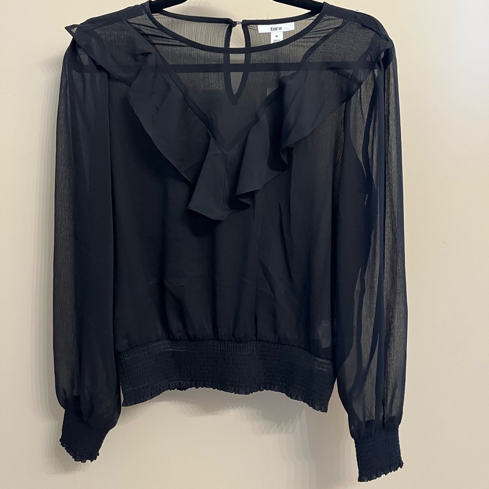 NWT Bar III Sheer Ruffle Top